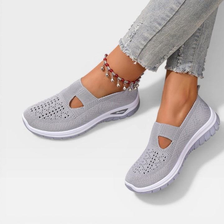 Knit Slip-On Womens Walking Sneakers, Shock-Absorbing