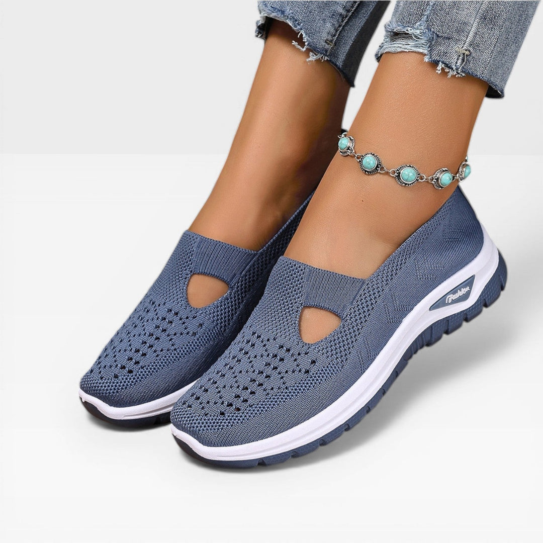 Knit Slip-On Womens Walking Sneakers, Shock-Absorbing