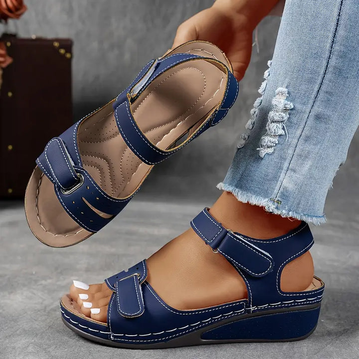 Strappy Wedge-Heel Womens Sandals, Cushioned Support