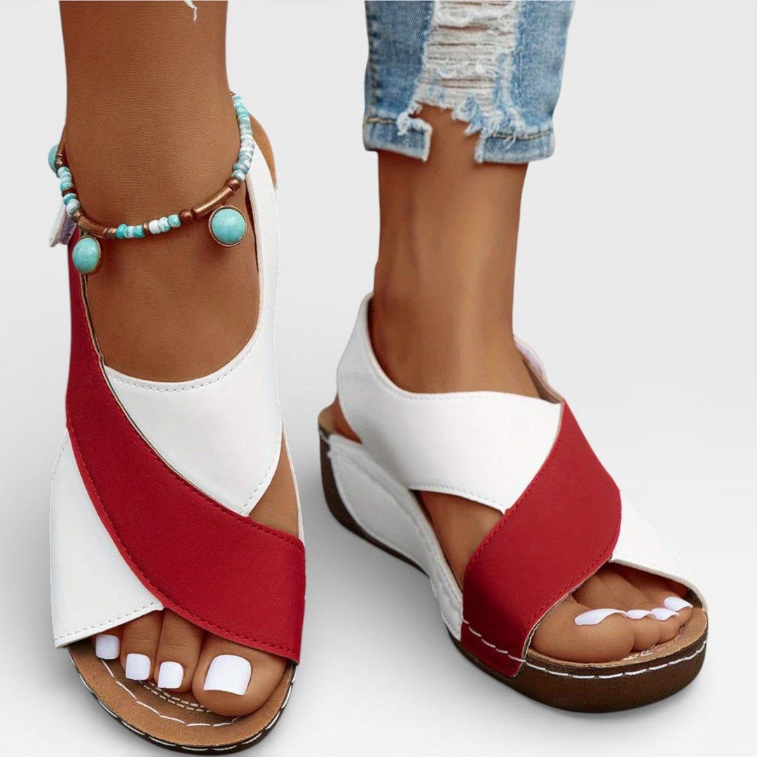 Cushioned Open-Toe Womens Walking Sandals, Cross-Strap