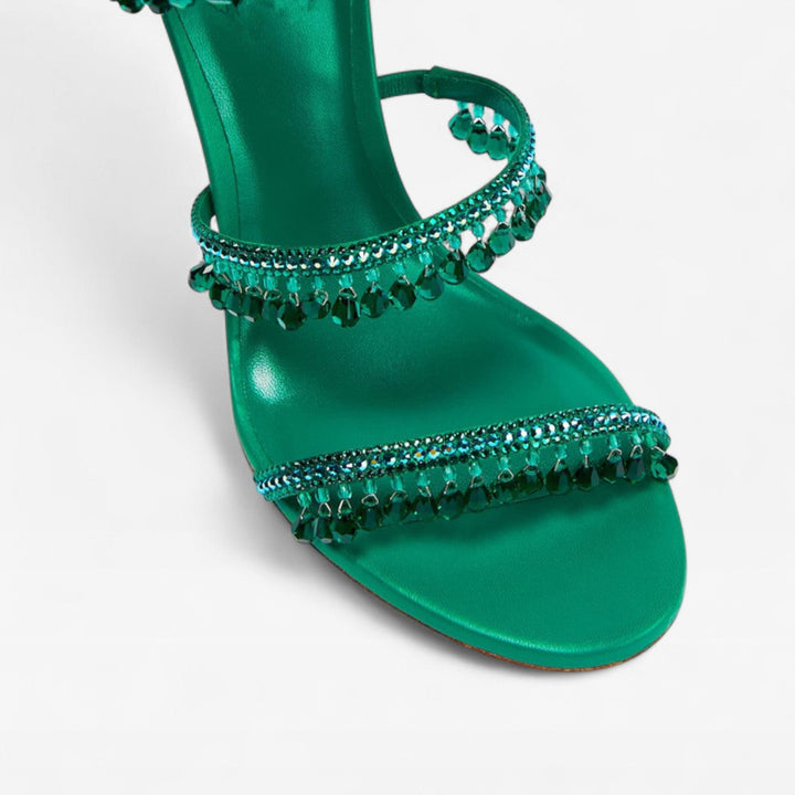 Crystal Strappy Womens Heeled Sandals, Party Occasion