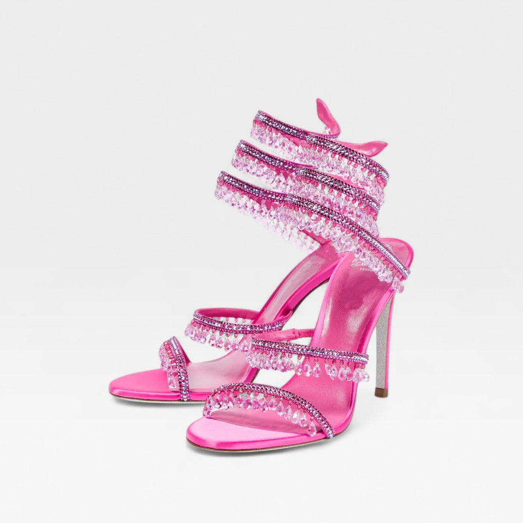Crystal Strappy Womens Heeled Sandals, Party Occasion