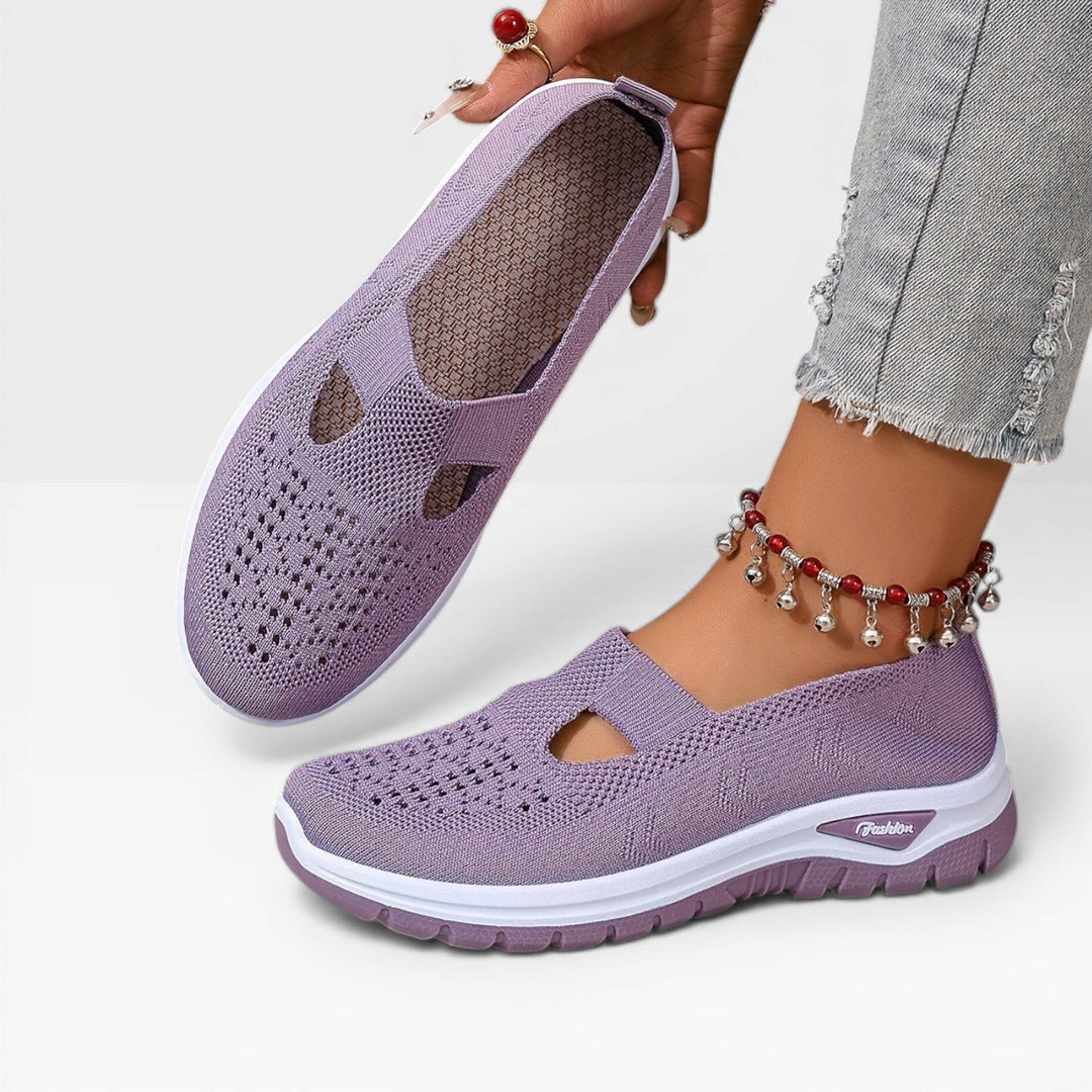 Knit Slip-On Womens Walking Sneakers, Shock-Absorbing