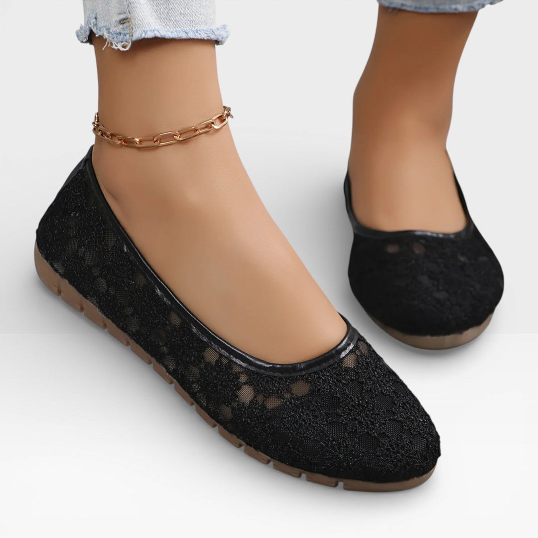 Breathable Mesh Womens Ballet Flats, Flexible Slip-On