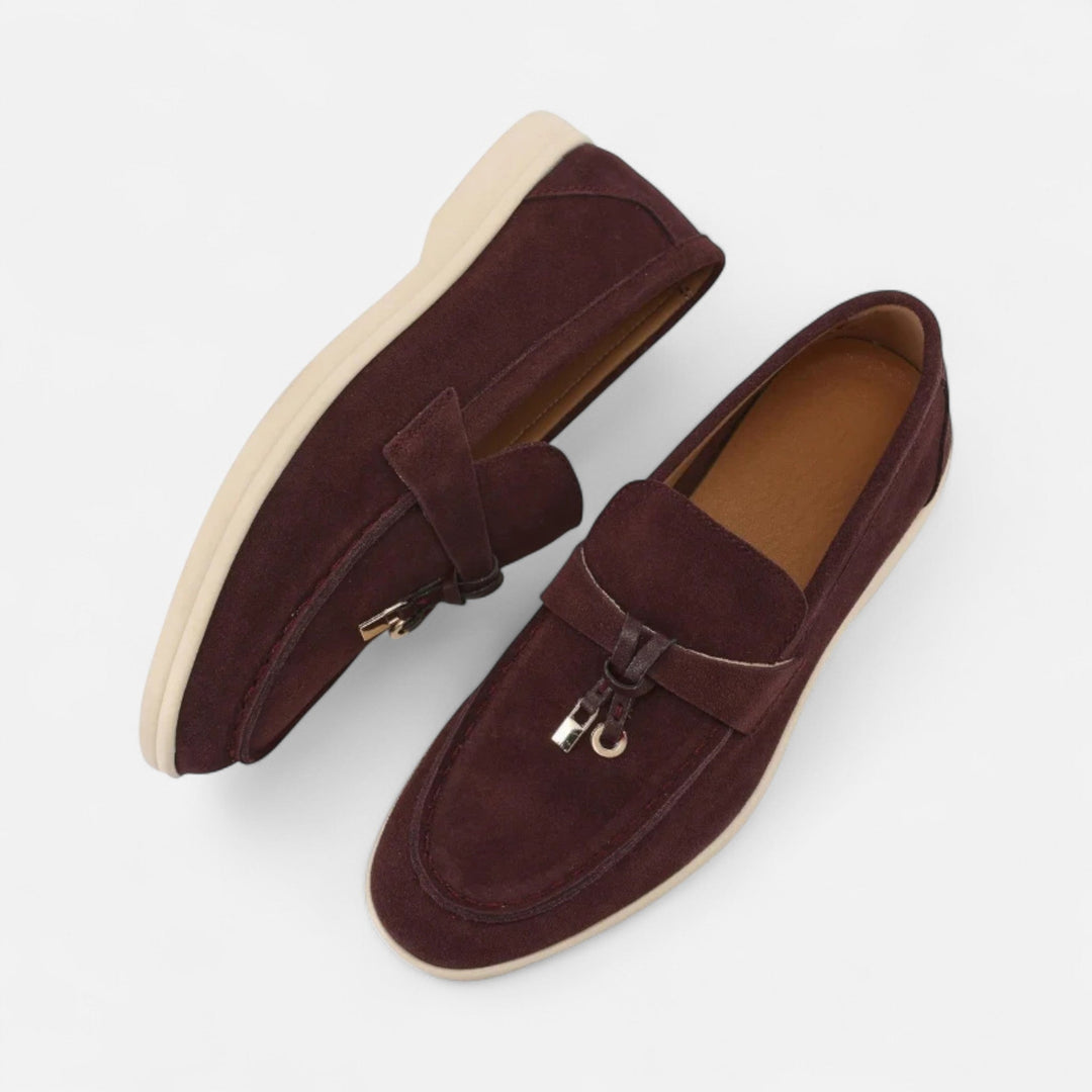Rounded-Toe Suede Womens Loafers, Comfortable Fit