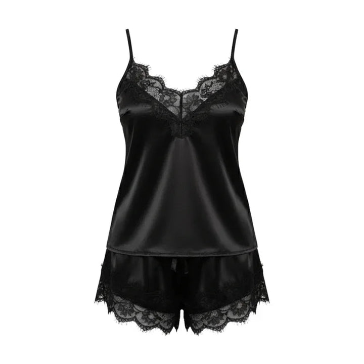 Wrap V-Neck Cami &amp; Shorts Womens Pajama Set in Satin