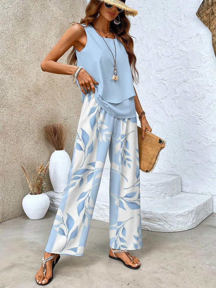 Draped Top &amp; Womens Wide-Leg Trouser Set, Tailored