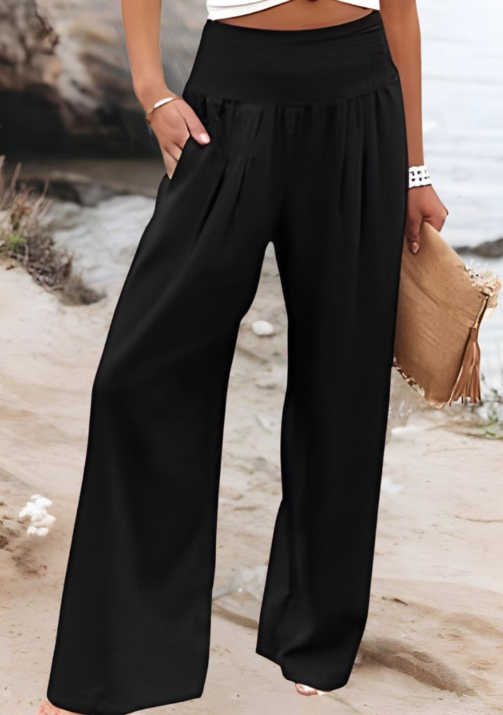 High-Waist Womens Wide-Leg Palazzo Pants in Linen