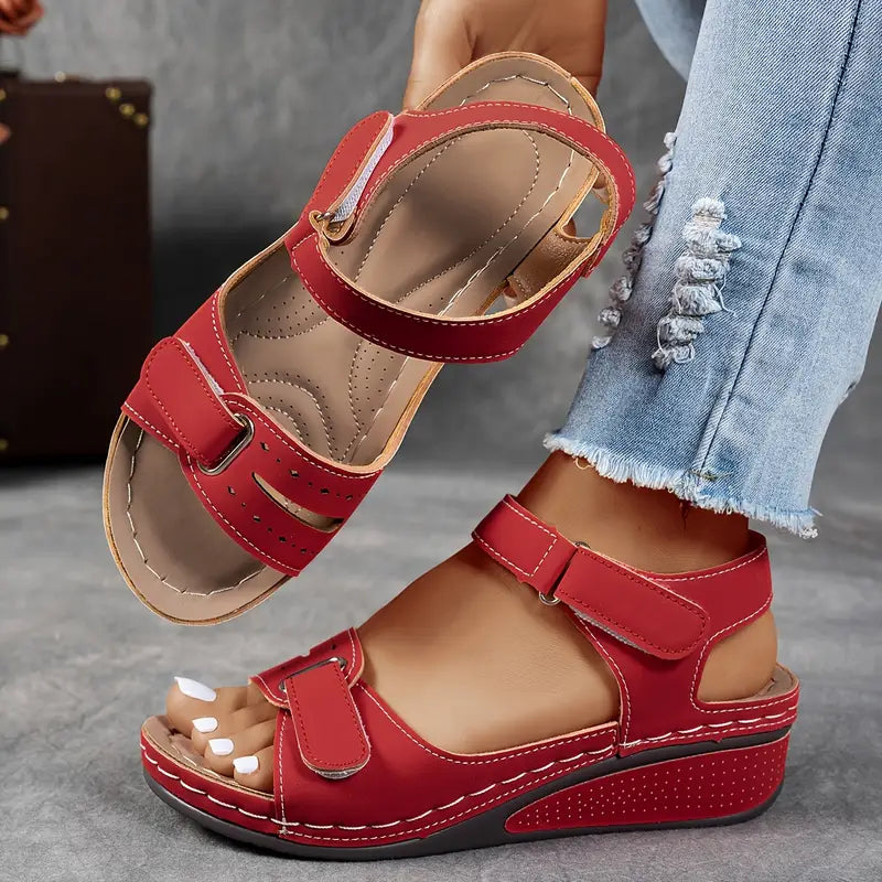 Strappy Wedge-Heel Womens Sandals, Cushioned Support