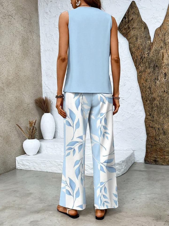 Draped Top &amp; Womens Wide-Leg Trouser Set, Tailored