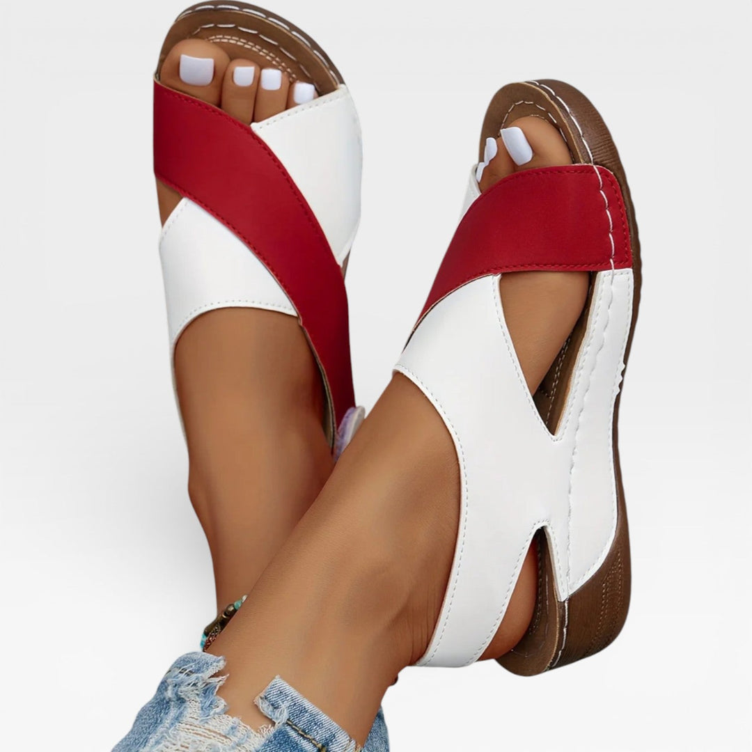 Cushioned Open-Toe Womens Walking Sandals, Cross-Strap