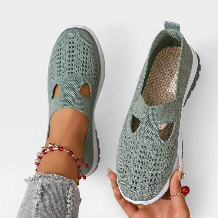Knit Slip-On Womens Walking Sneakers, Shock-Absorbing