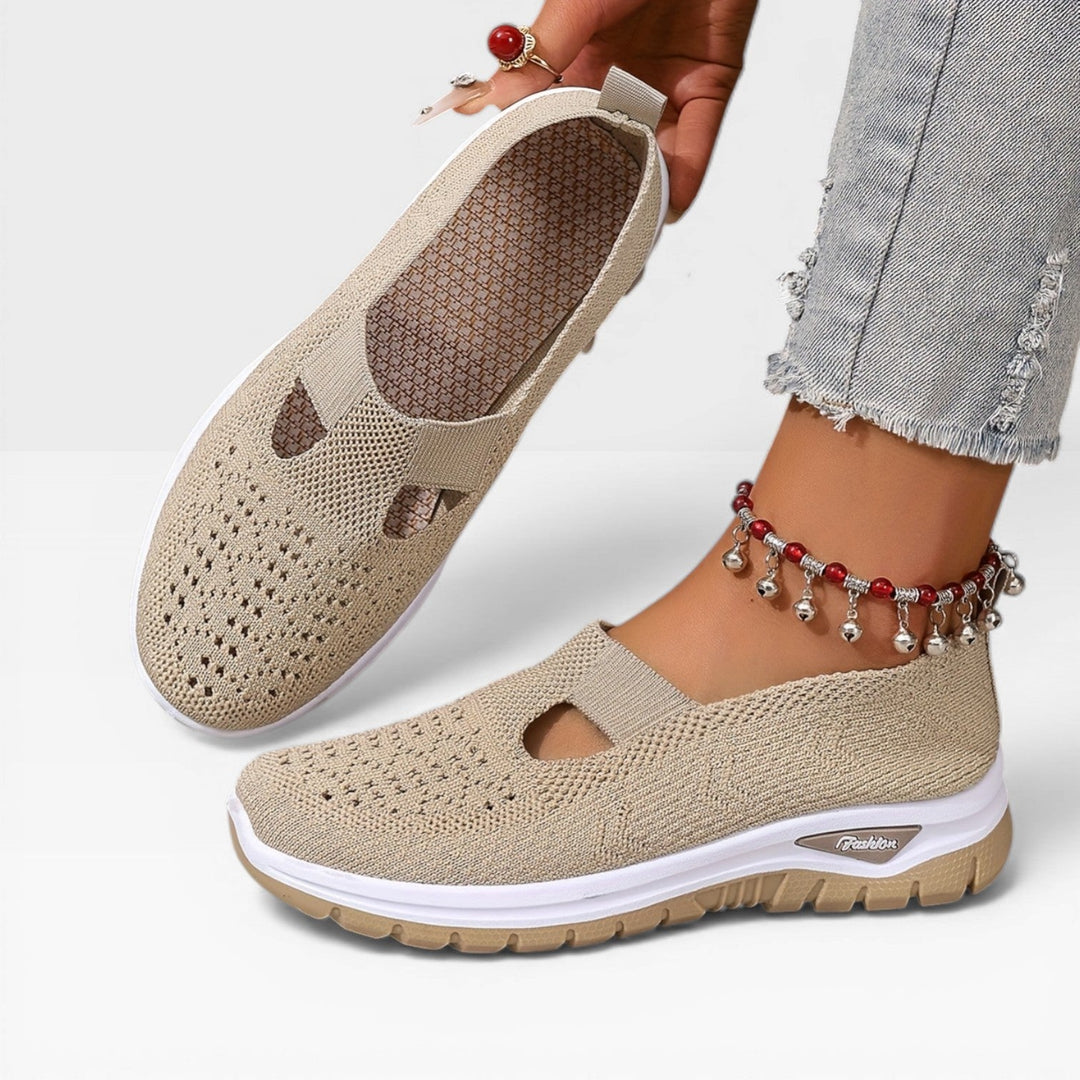 Knit Slip-On Womens Walking Sneakers, Shock-Absorbing