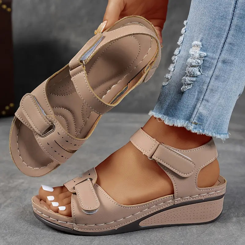Strappy Wedge-Heel Womens Sandals, Cushioned Support