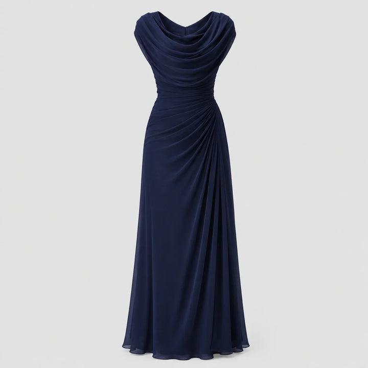 Cowl-Neck Ruched Sleeveless Womens Maxi Dress, Formal