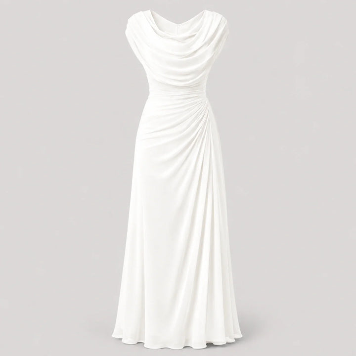 Cowl-Neck Ruched Sleeveless Womens Maxi Dress, Formal