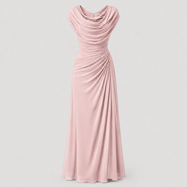 Cowl-Neck Ruched Sleeveless Womens Maxi Dress, Formal