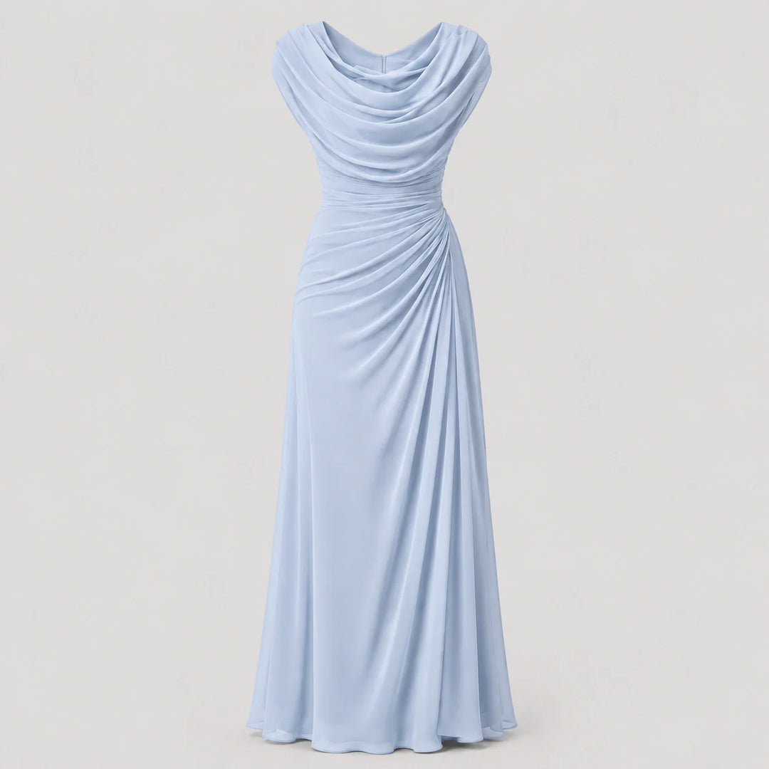 Cowl-Neck Ruched Sleeveless Womens Maxi Dress, Formal