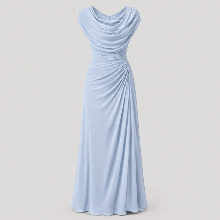 Cowl-Neck Ruched Sleeveless Womens Maxi Dress, Formal