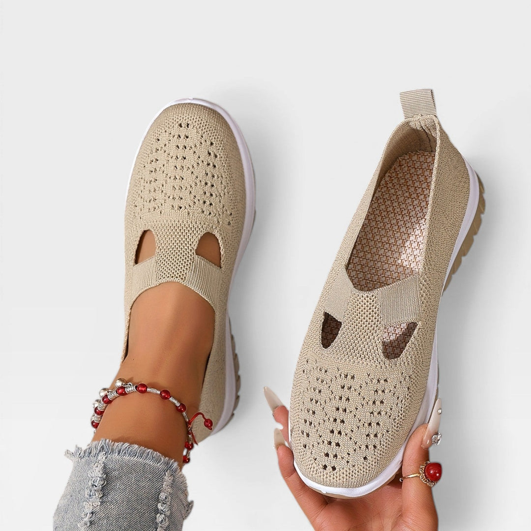 Knit Slip-On Womens Walking Sneakers, Shock-Absorbing