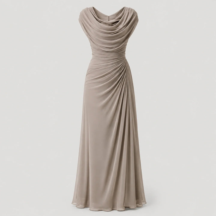 Cowl-Neck Ruched Sleeveless Womens Maxi Dress, Formal