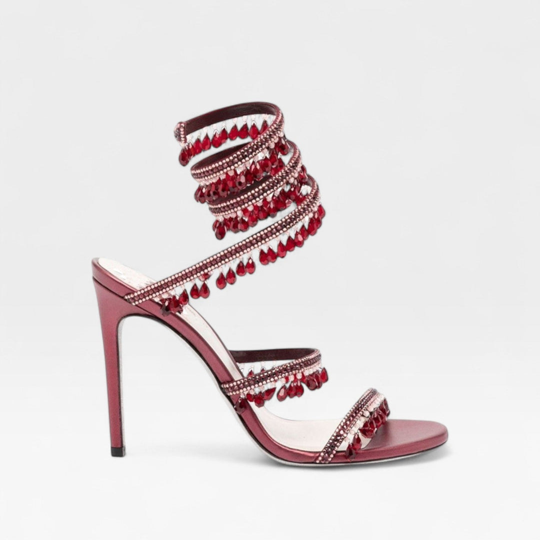 Crystal Strappy Womens Heeled Sandals, Party Occasion