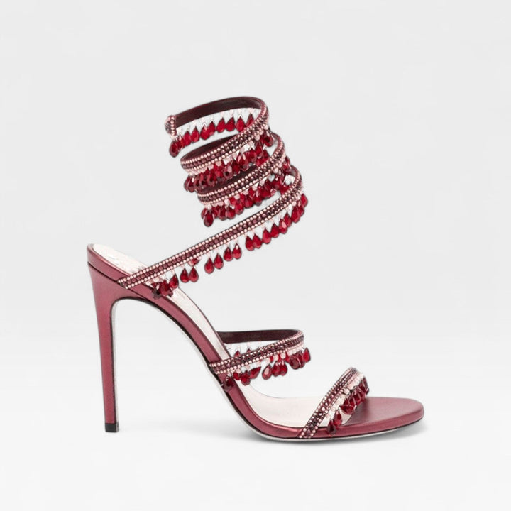 Crystal Strappy Womens Heeled Sandals, Party Occasion