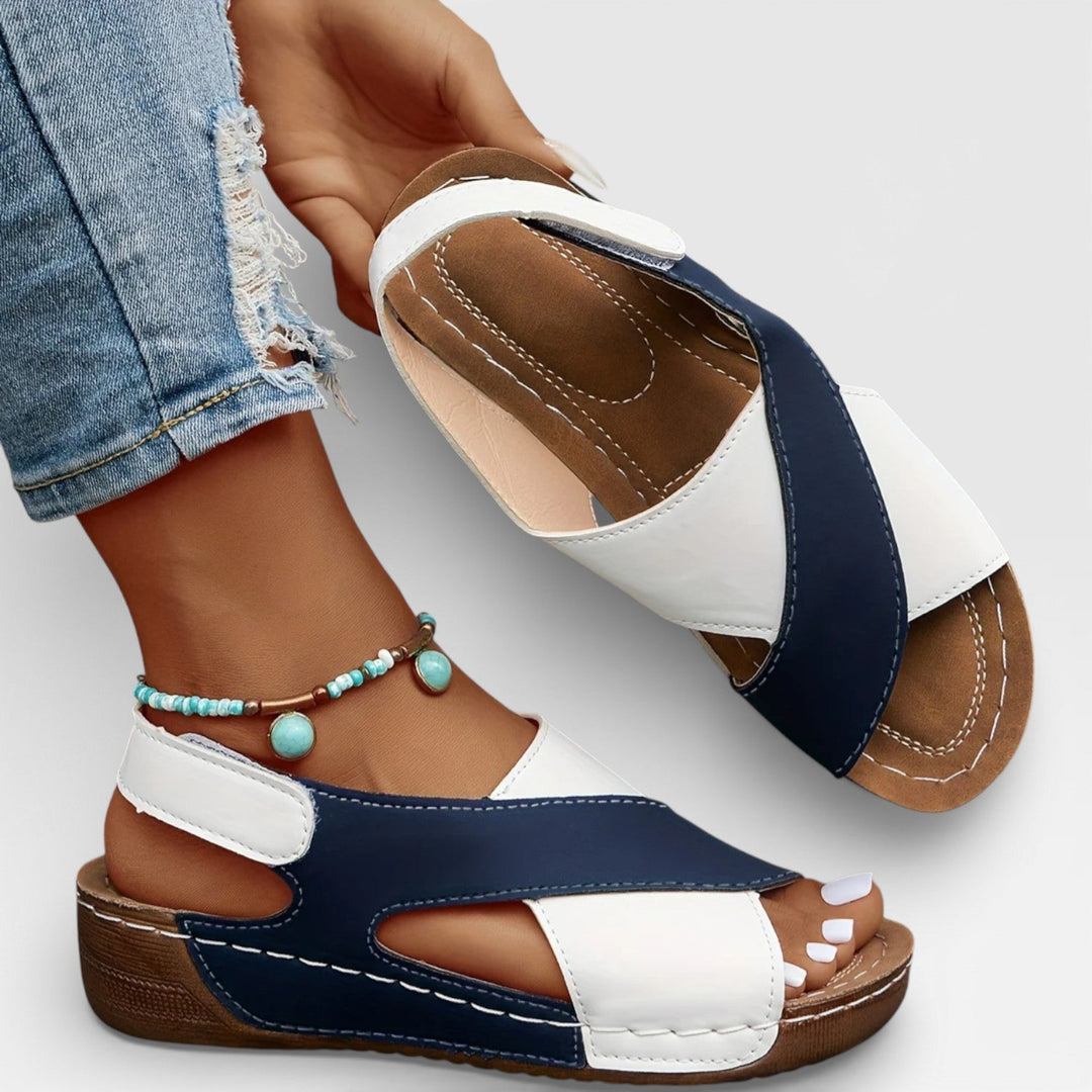 Cushioned Open-Toe Womens Walking Sandals, Cross-Strap
