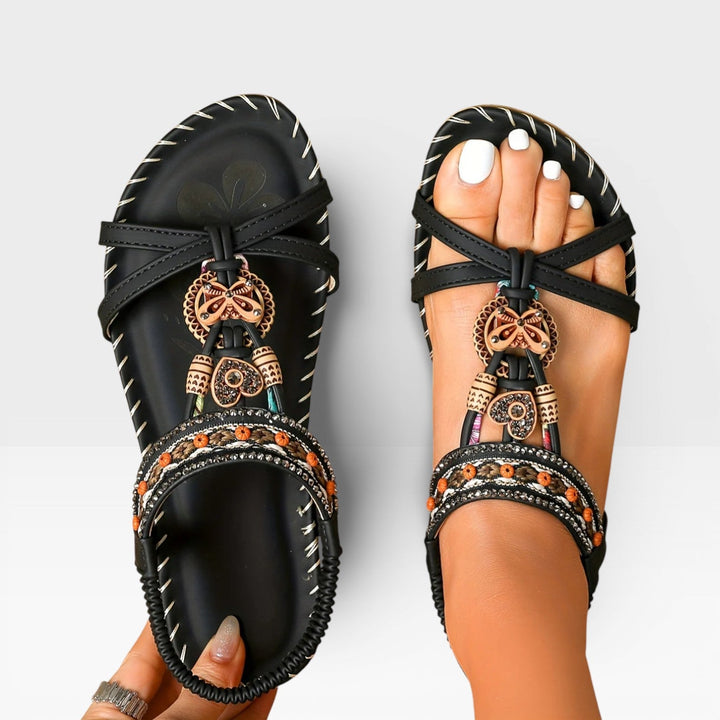 Boho Cushioned Womens Walking Sandals, Supportive Fit