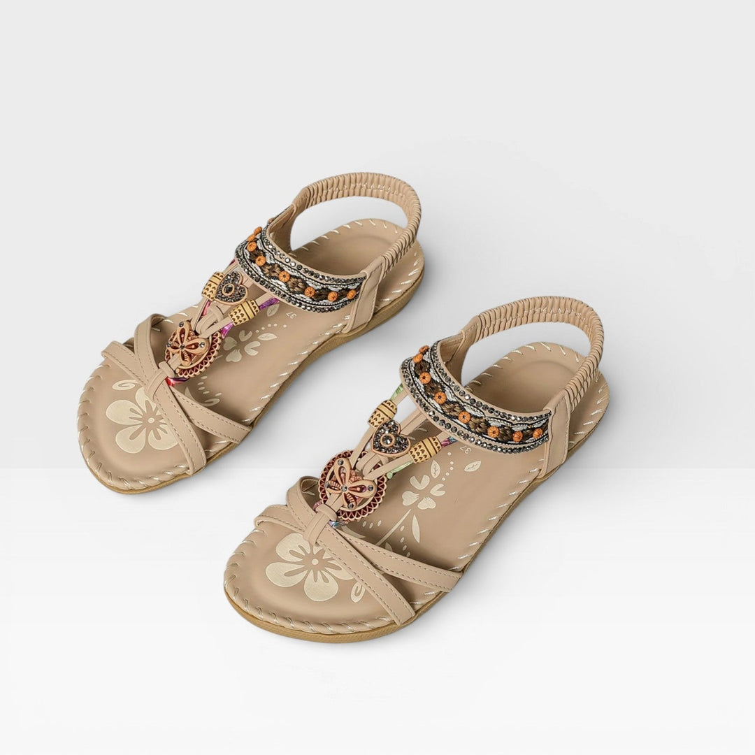 Boho Cushioned Womens Walking Sandals, Supportive Fit