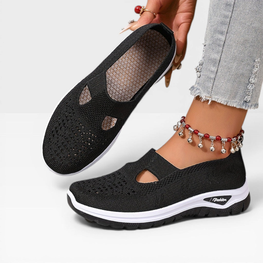 Knit Slip-On Womens Walking Sneakers, Shock-Absorbing