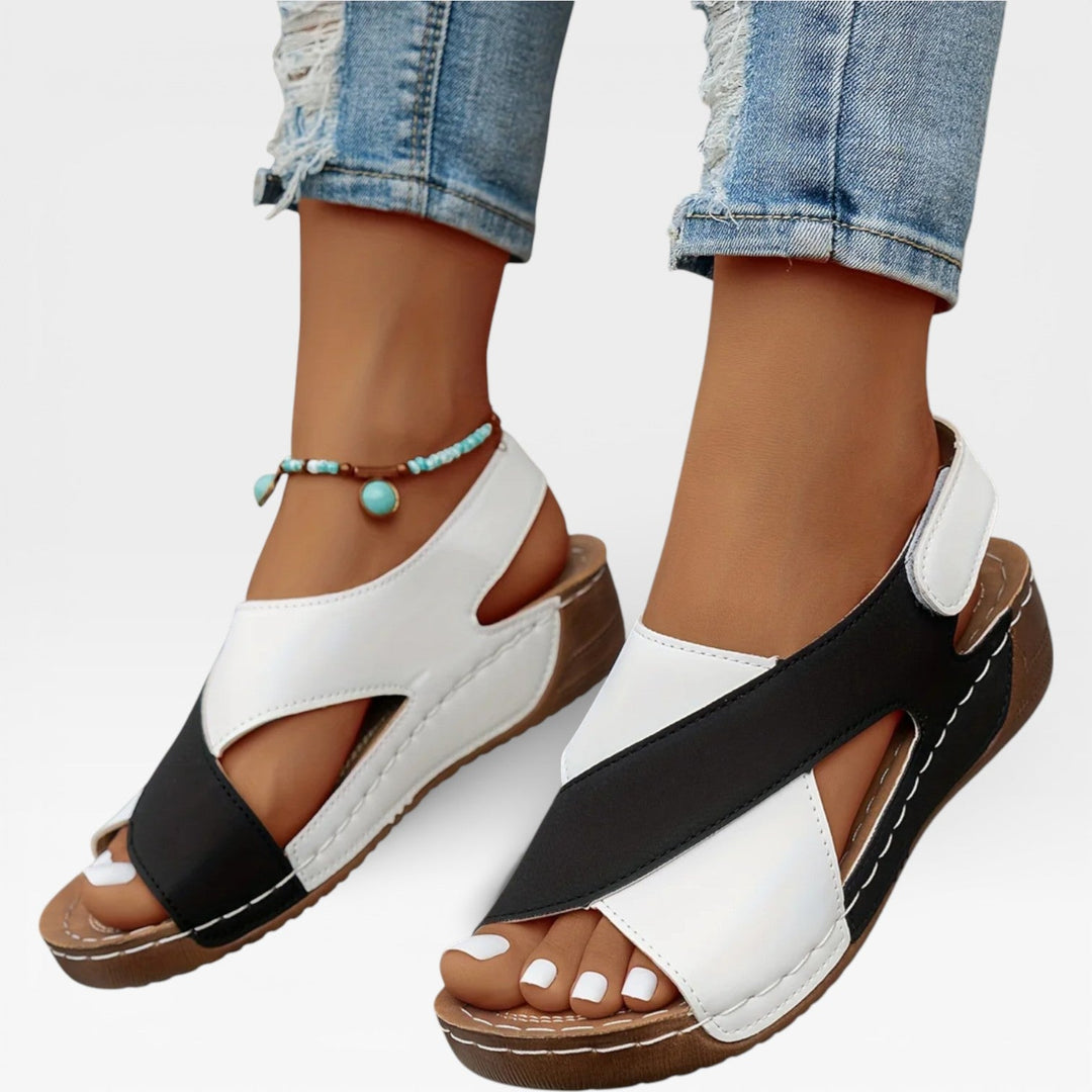 Cushioned Open-Toe Womens Walking Sandals, Cross-Strap
