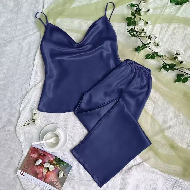 Spaghetti-Strap Cami &amp; Pants Satin Womens Pajama Set
