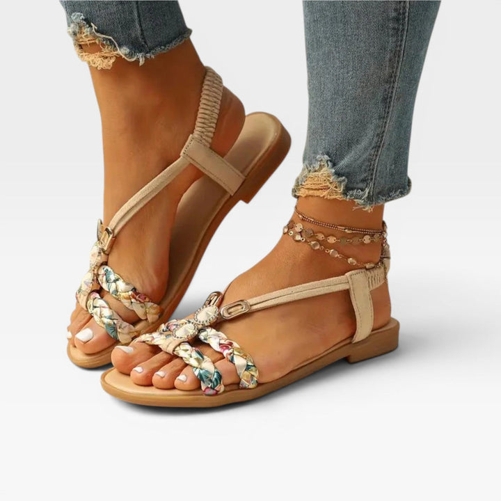 Boho Braided Cushioned Womens Sandals, Lightweight Feel