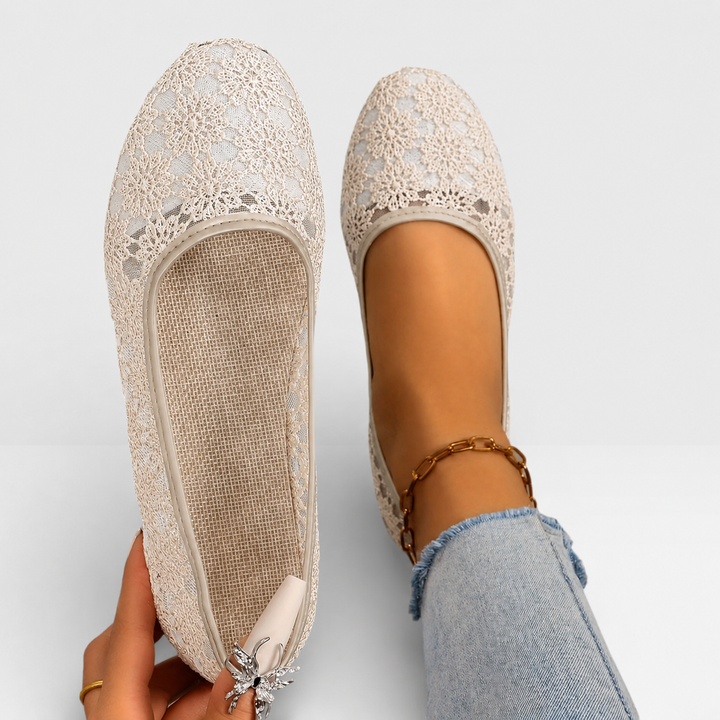 Breathable Mesh Womens Ballet Flats, Flexible Slip-On