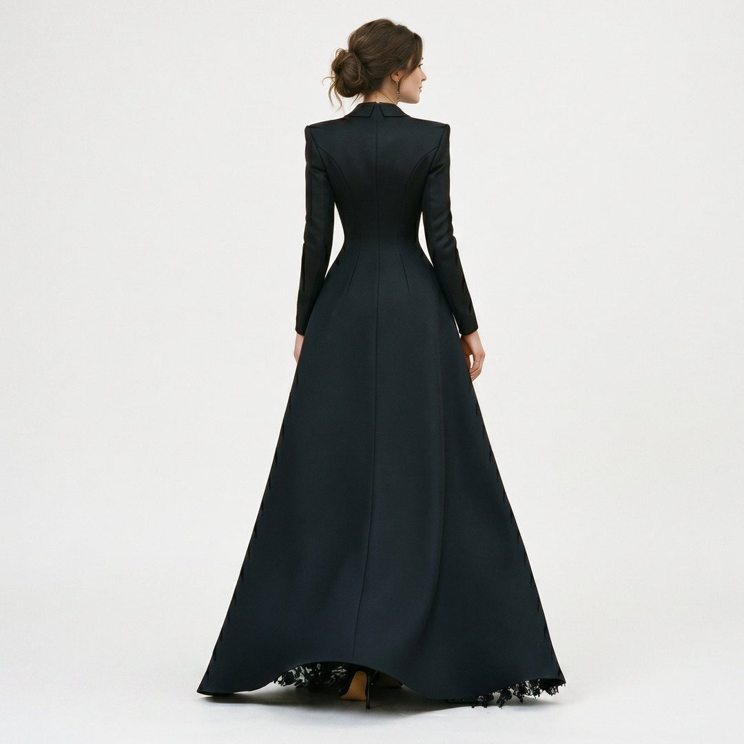 Satin Blazer &amp; Lace Womens Gown Set, Three-Piece Formal