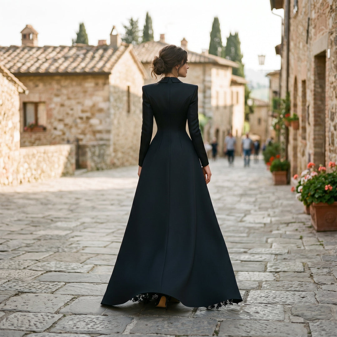 Satin Blazer &amp; Lace Womens Gown Set, Three-Piece Formal