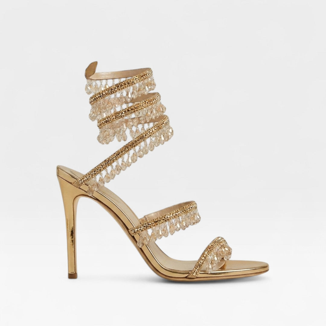 Crystal Strappy Womens Heeled Sandals, Party Occasion