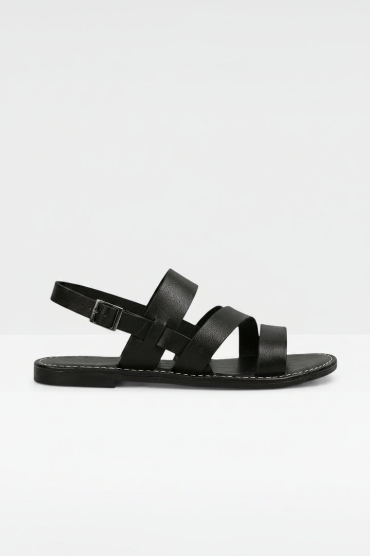 Open-Toe Womens Flat Sandals, Cross-Strap Dressy Fit