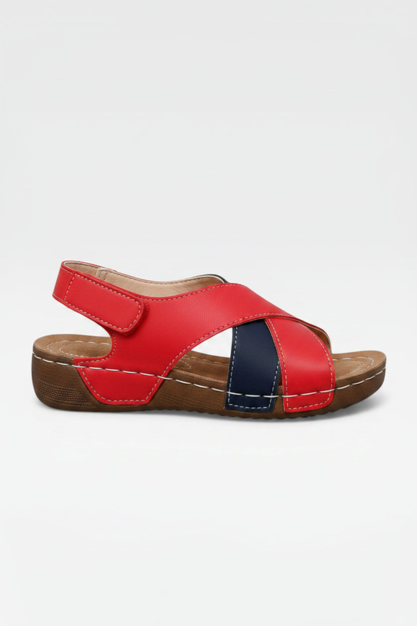 Cushioned Open-Toe Womens Walking Sandals, Cross-Strap