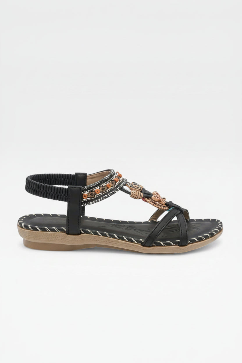 Boho Cushioned Womens Walking Sandals, Supportive Fit