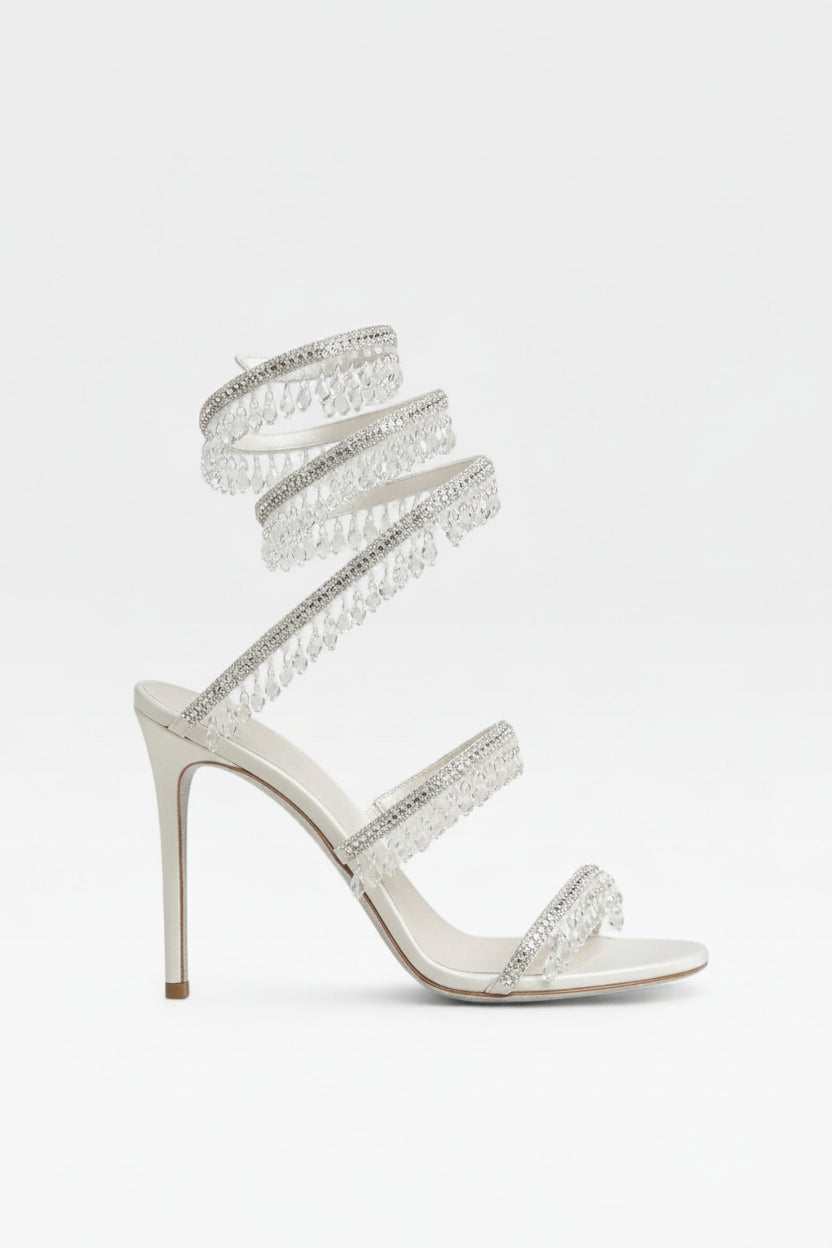 Crystal Strappy Womens Heeled Sandals, Party Occasion