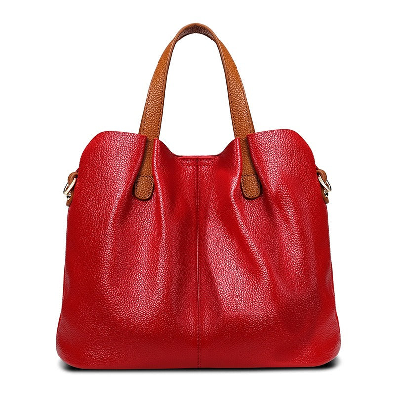 Structured Cowhide Leather Womens Shoulder Handbag