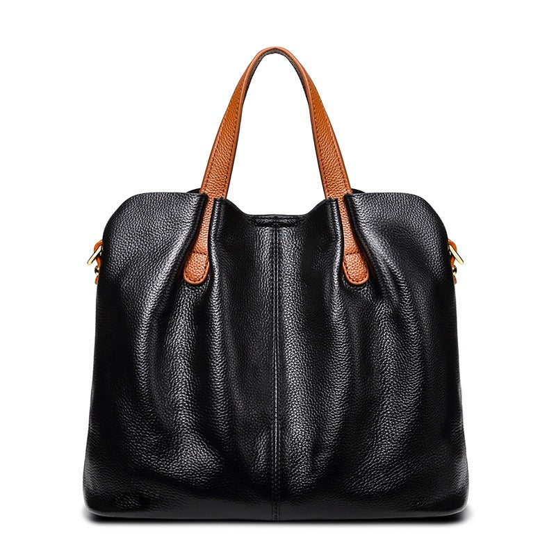 Structured Cowhide Leather Womens Shoulder Handbag