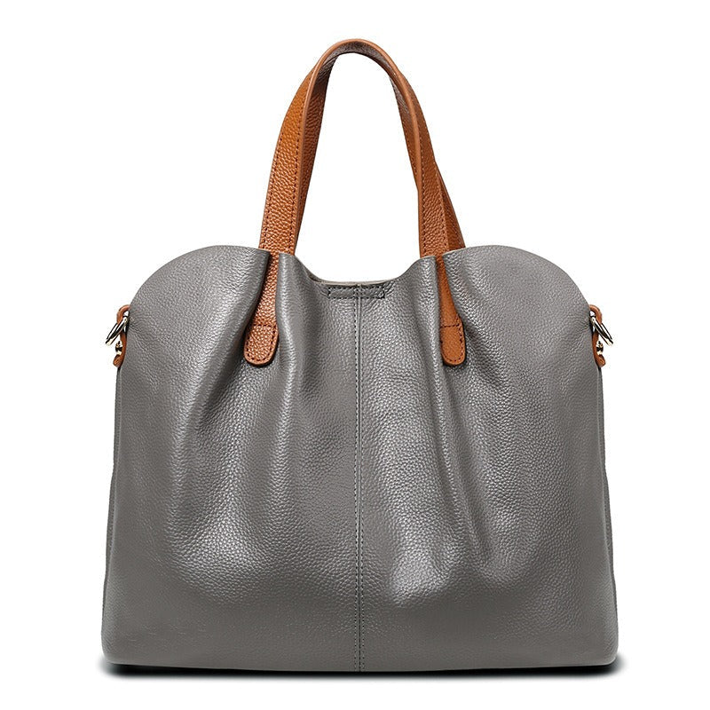 Structured Cowhide Leather Womens Shoulder Handbag