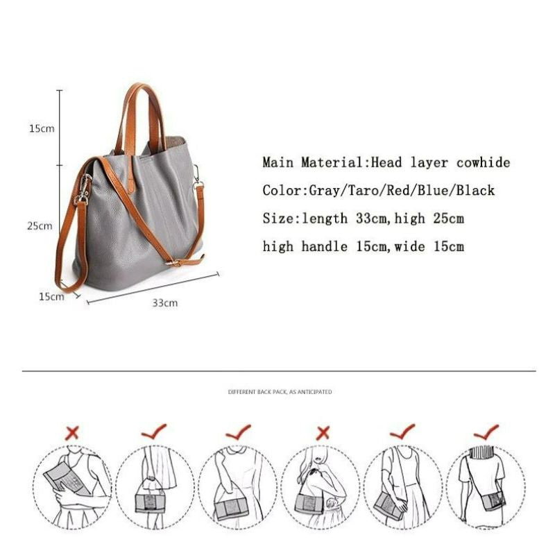 Structured Cowhide Leather Womens Shoulder Handbag