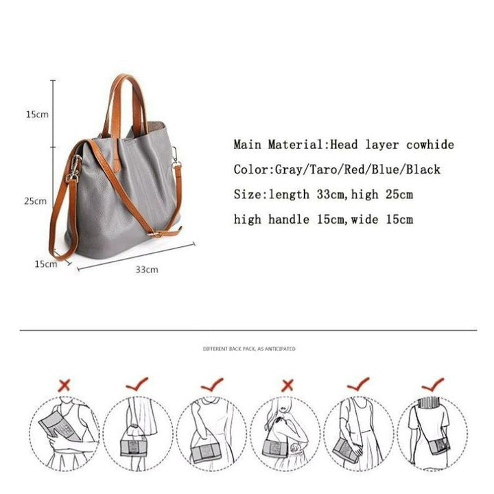 Structured Cowhide Leather Womens Shoulder Handbag