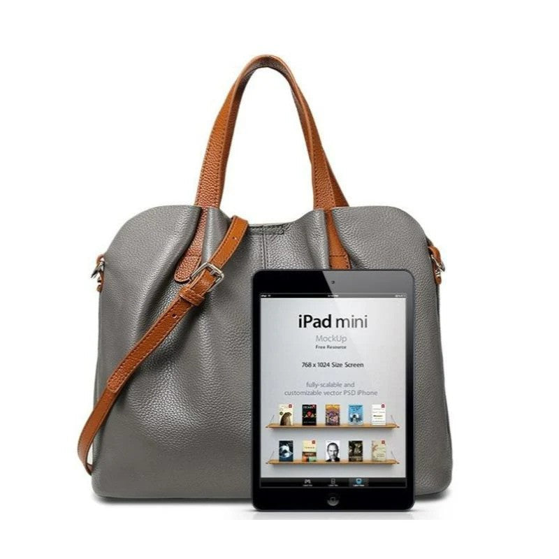 Structured Cowhide Leather Womens Shoulder Handbag