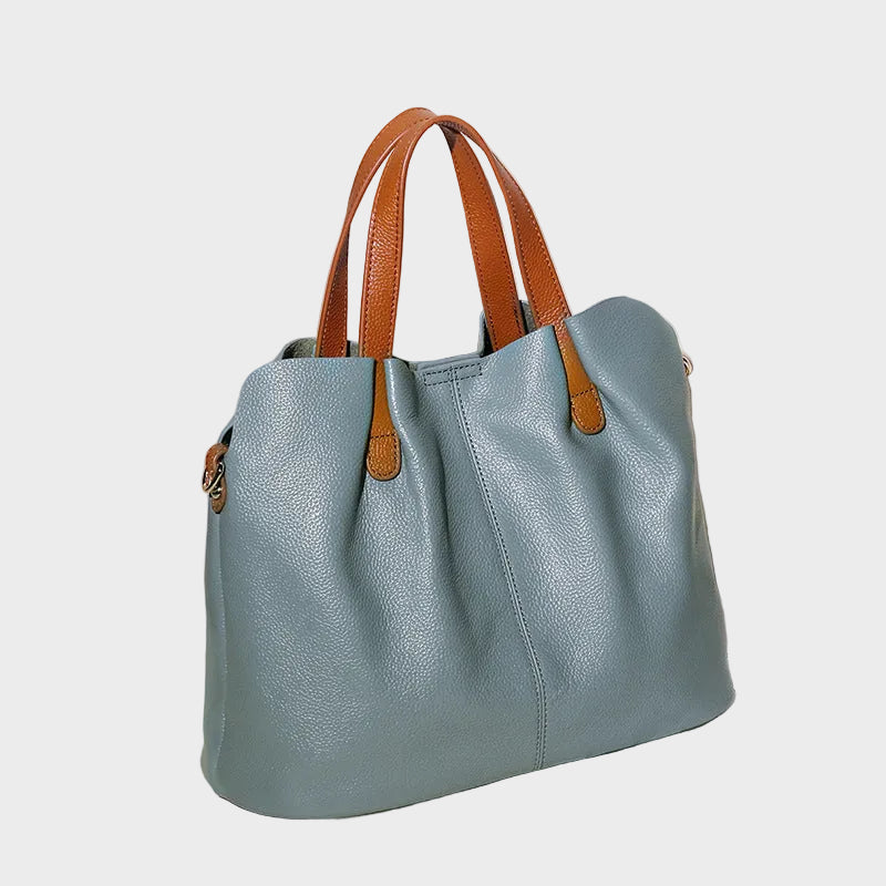 Structured Cowhide Leather Womens Shoulder Handbag