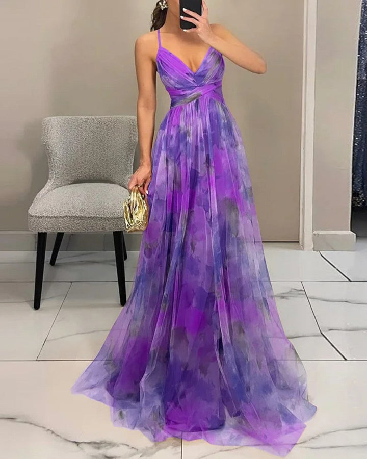 Floral Fitted-Bodice Womens Maxi Dress, Lightweight